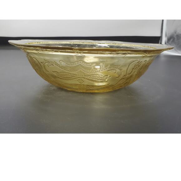 FEDERAL MADRID AMBER YELLOW DEPRESSION GLASS 8.25" Salad/Serving Bowl - Picture 3 of 7